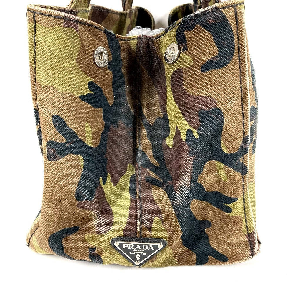 PRADA 迷彩 カモフラ ロゴ カナパ カバン トートバッグ ハンドバッグ キャンバス ユニセックス グリーン