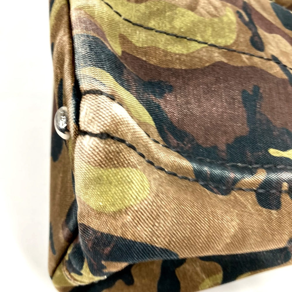 PRADA 迷彩 カモフラ ロゴ カナパ カバン トートバッグ ハンドバッグ キャンバス ユニセックス グリーン