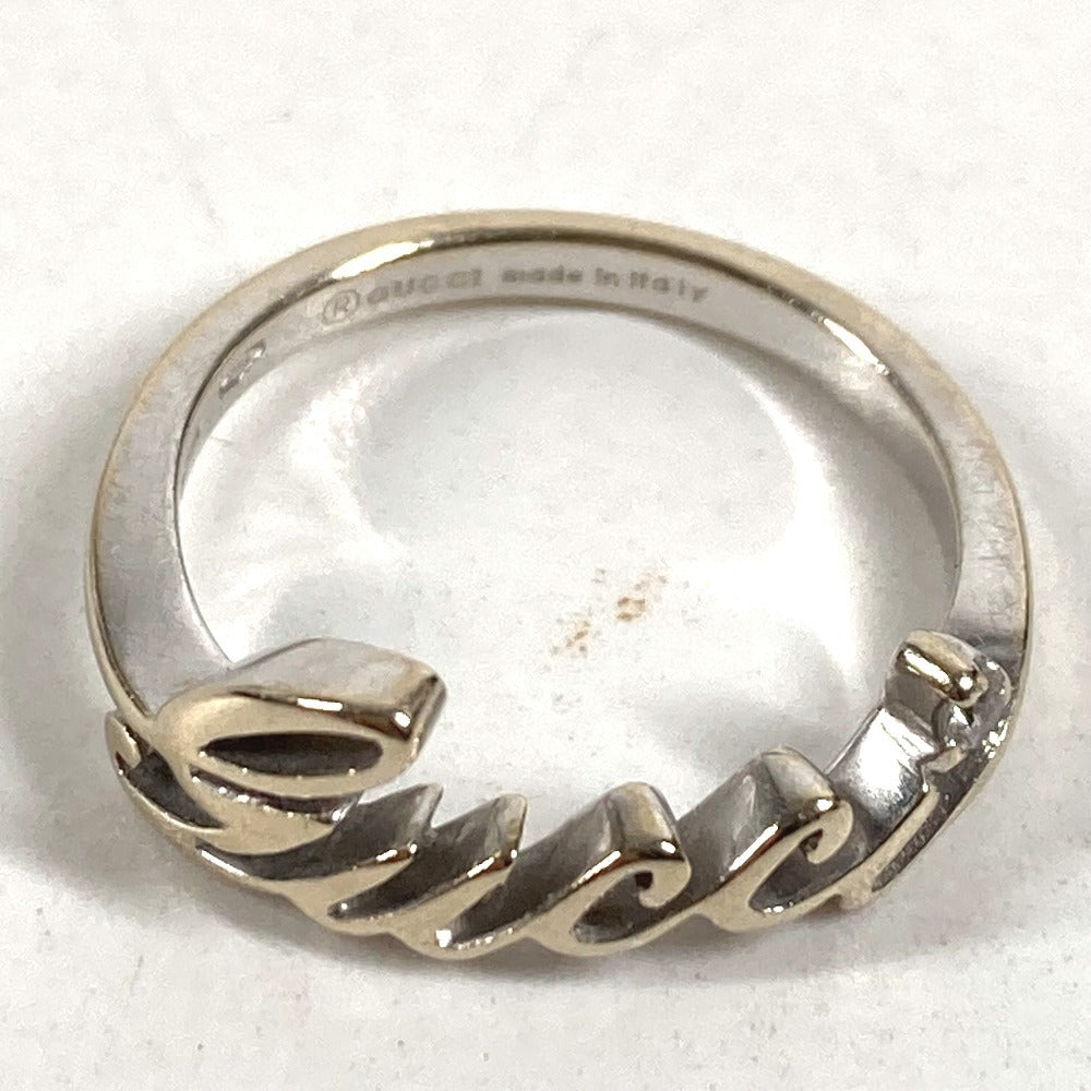 GUCCI K18 金 18K ロゴ 1PD ダイヤ ダイヤモンド アクセサリー ジュエリー リング・指輪 WG750 レディース シルバー