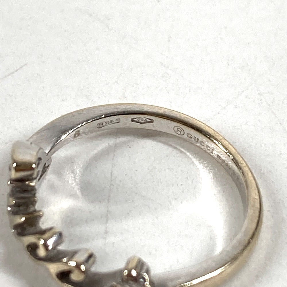 GUCCI K18 金 18K ロゴ 1PD ダイヤ ダイヤモンド アクセサリー ジュエリー リング・指輪 WG750 レディース シルバー