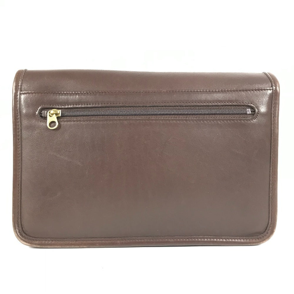 COACH 9832 オールドコーチ ロゴ カバン ストラップ付き フラップ クラッチバッグ セカンドバッグ レザー ユニセックス ブラウン
