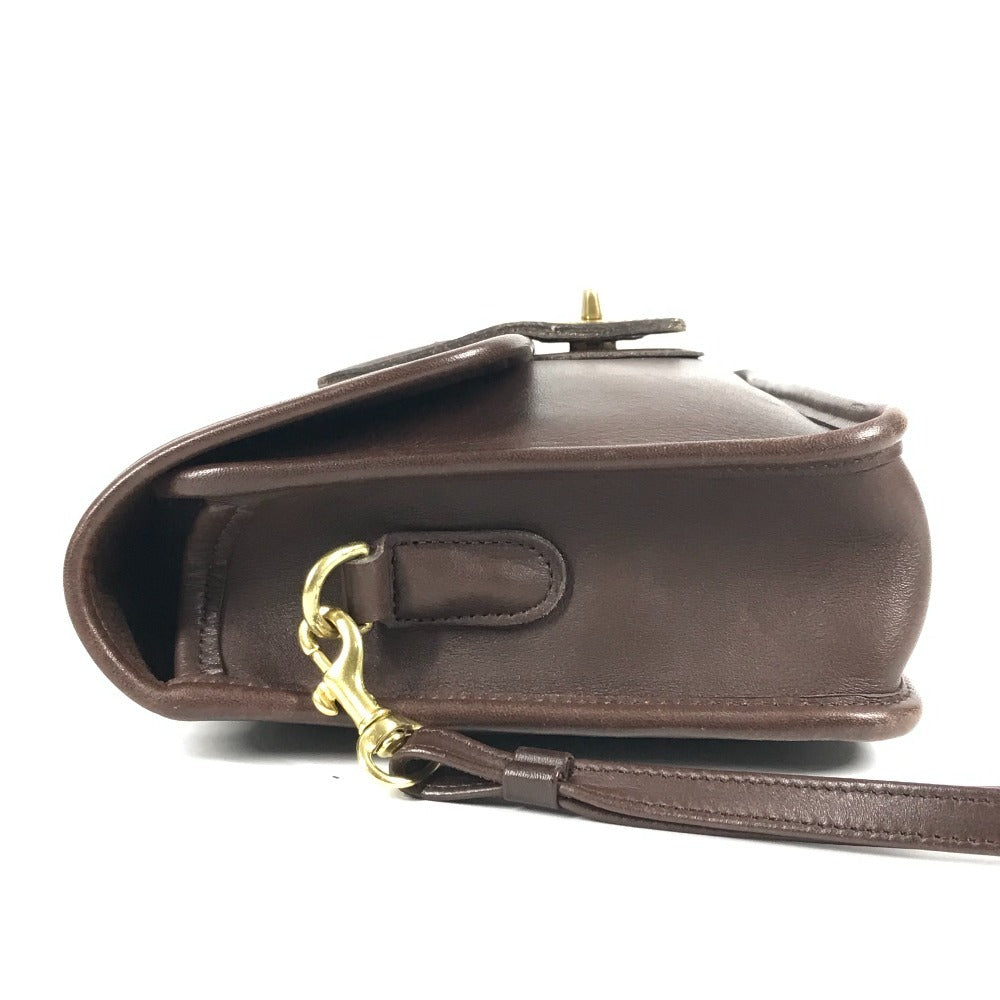COACH 9832 オールドコーチ ロゴ カバン ストラップ付き フラップ クラッチバッグ セカンドバッグ レザー ユニセックス ブラウン