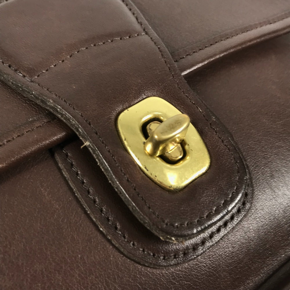 COACH 9832 オールドコーチ ロゴ カバン ストラップ付き フラップ クラッチバッグ セカンドバッグ レザー ユニセックス ブラウン