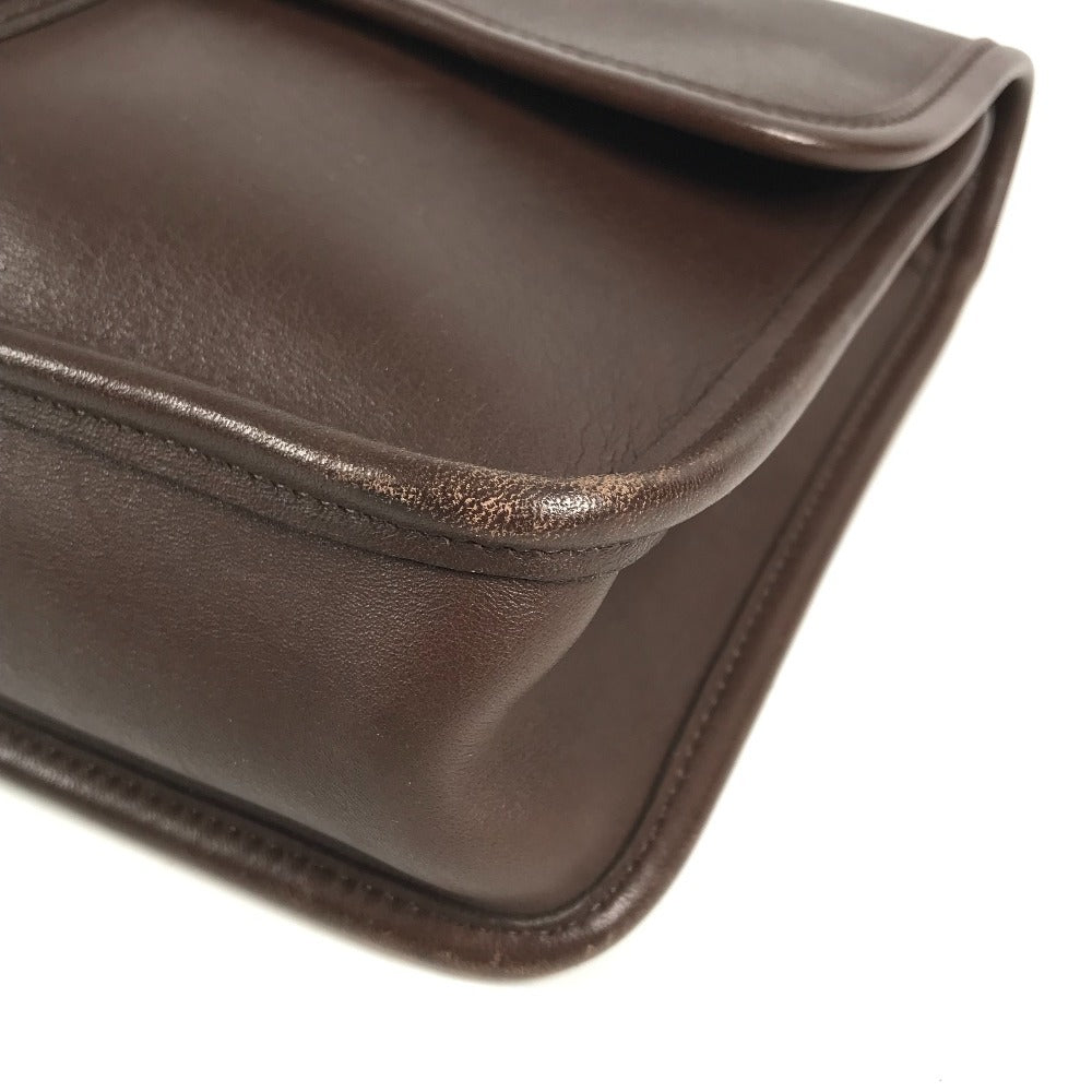 COACH 9832 オールドコーチ ロゴ カバン ストラップ付き フラップ クラッチバッグ セカンドバッグ レザー ユニセックス ブラウン