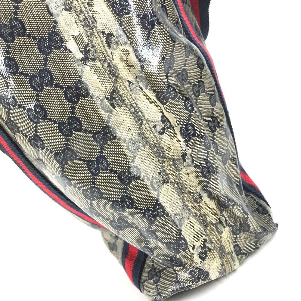 GUCCI 189669 GG logo Tote Bag Shoulder Tote Shoulder Bag Coating canvas Navy Used
