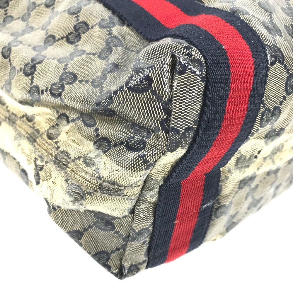 GUCCI 189669 GG logo Tote Bag Shoulder Tote Shoulder Bag Coating canvas Navy Used