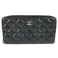 CHANEL 不明 CC CC Mark Logo Matelasse Quilted Zip Around Long Wallet Long Wallet Leather Black Used