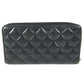 CHANEL 不明 CC CC Mark Logo Matelasse Quilted Zip Around Long Wallet Long Wallet Leather Black Used