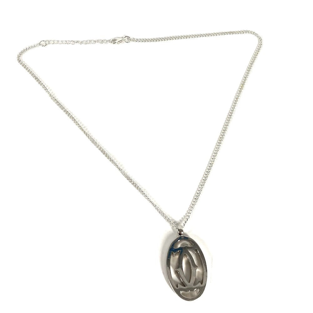 CARTIER T1220148 2C Decor Charm Logo Necklace Choker Chain Necklace Accessory Pendant top Metal Silver Used