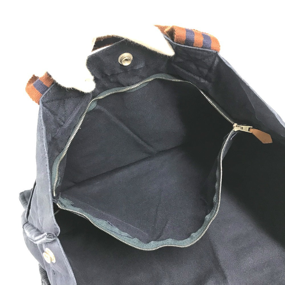 HERMES Fourre ToutMM Fourre Tout MM Bag Tote Bag Hand Bag cotton Navy/Brown Used
