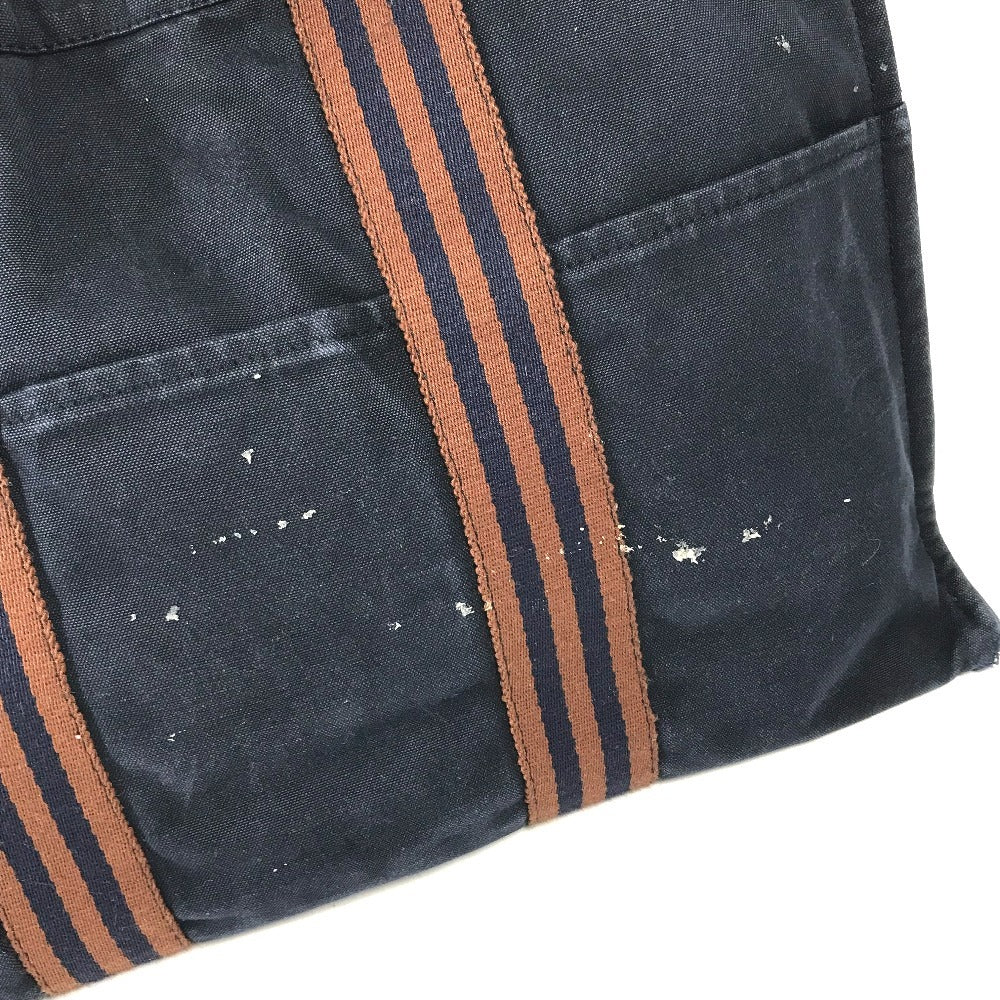 HERMES Fourre ToutMM Fourre Tout MM Bag Tote Bag Hand Bag cotton Navy/Brown Used