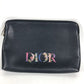 Dior logo Pouch Bag Clutch bag Leather Black Used