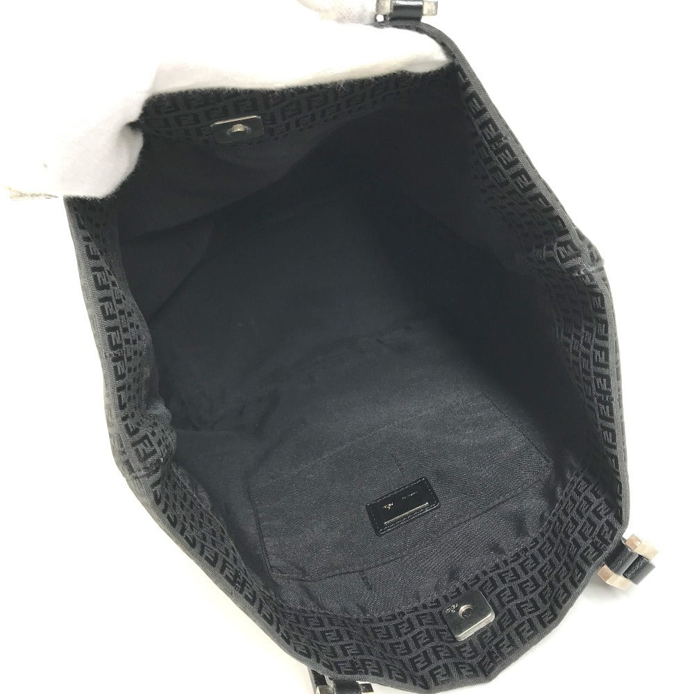 FENDI Zucchino logo Bag Tote Bag shawl Shoulder Bag Leather/Canvas Black Used