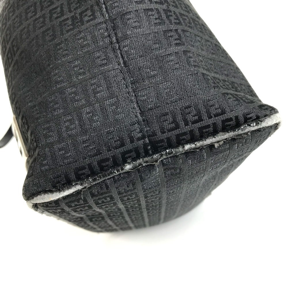 FENDI Zucchino logo Bag Tote Bag shawl Shoulder Bag Leather/Canvas Black Used