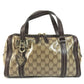 GUCCI 181487 GG logo crystal Mini Duffle Bag with Ribbon - Hysteria Hand Bag Leather / Coated Canvas Beige/Dark brown Used
