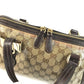 GUCCI 181487 GG logo crystal Mini Duffle Bag with Ribbon - Hysteria Hand Bag Leather / Coated Canvas Beige/Dark brown Used