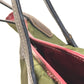 PRADA triangle logo triangle logo plate Bag Tote Bag shawl Shoulder Bag Leather / Nylon khaki/Red Used