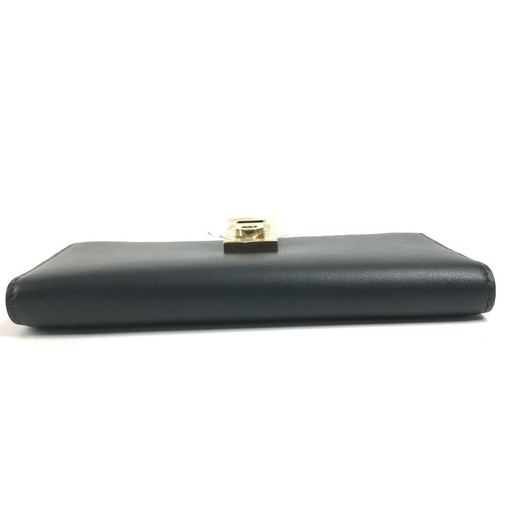 Salvatore Ferragamo 22 0522 Bicolor Gancini logo 2-fold long wallet Long Wallet Leather Black/pink Used
