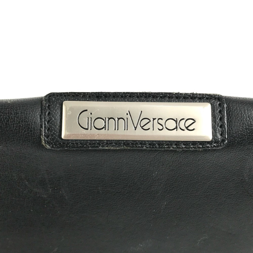 VERSACE vintage logo Bag, Flap, Cluch Bag Clutch bag Leather Black Used