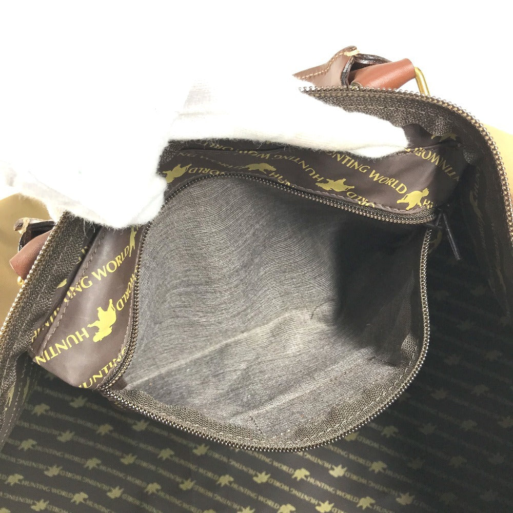 HUNTING WORLD logo Bag Hand Bag Travel Bag Duffle Bag Leather/Canvas Brown Used