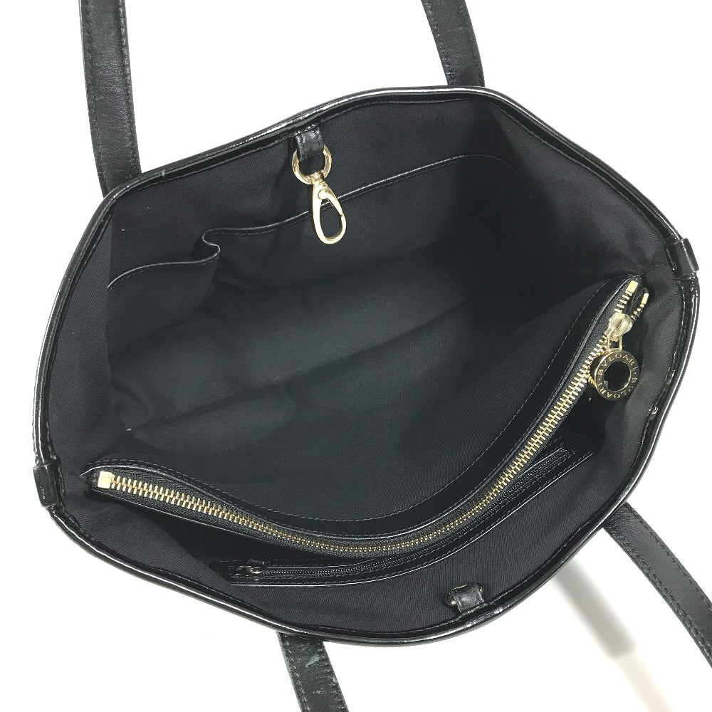 BVLGARI S.Bulgari logo Bag Tote Bag shawl Shoulder Bag Patent Leather Black Used