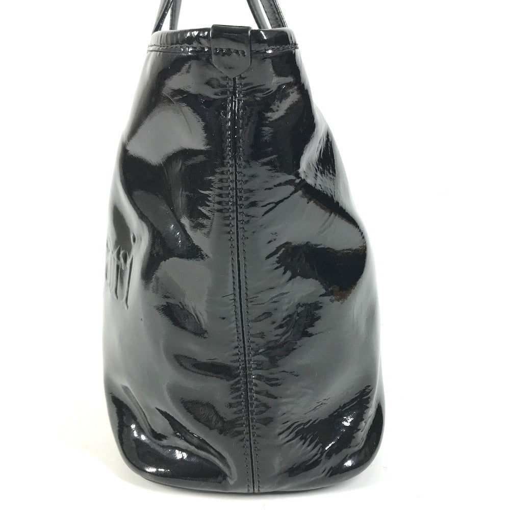 BVLGARI S.Bulgari logo Bag Tote Bag shawl Shoulder Bag Patent Leather Black Used