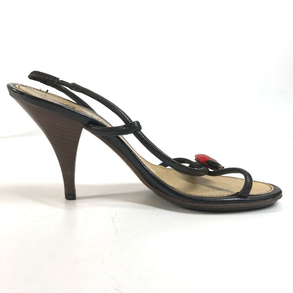 CHANEL CC Mark CC Logo Ladybug Flat shoes Mules Sandals Leather Black/Red Used