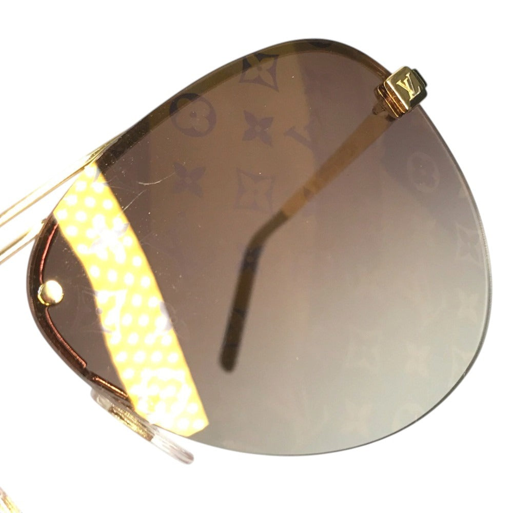 LOUIS VUITTON Z1020E Monogram Clockwise Sunglasses glasses glasses eyewear sunglasses Metal / Plastic Brown/Gold Used