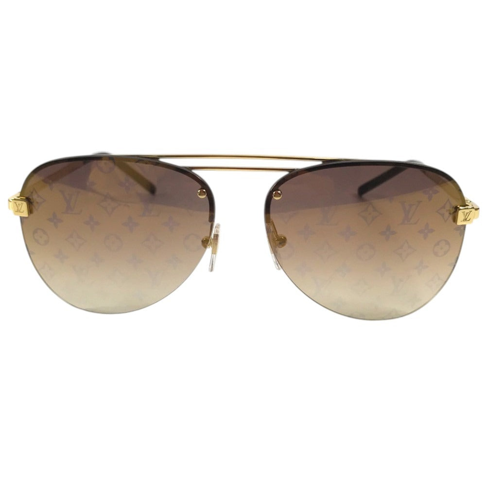 LOUIS VUITTON Z1020E Monogram Clockwise Sunglasses glasses glasses eyewear sunglasses Metal / Plastic Brown/Gold Used