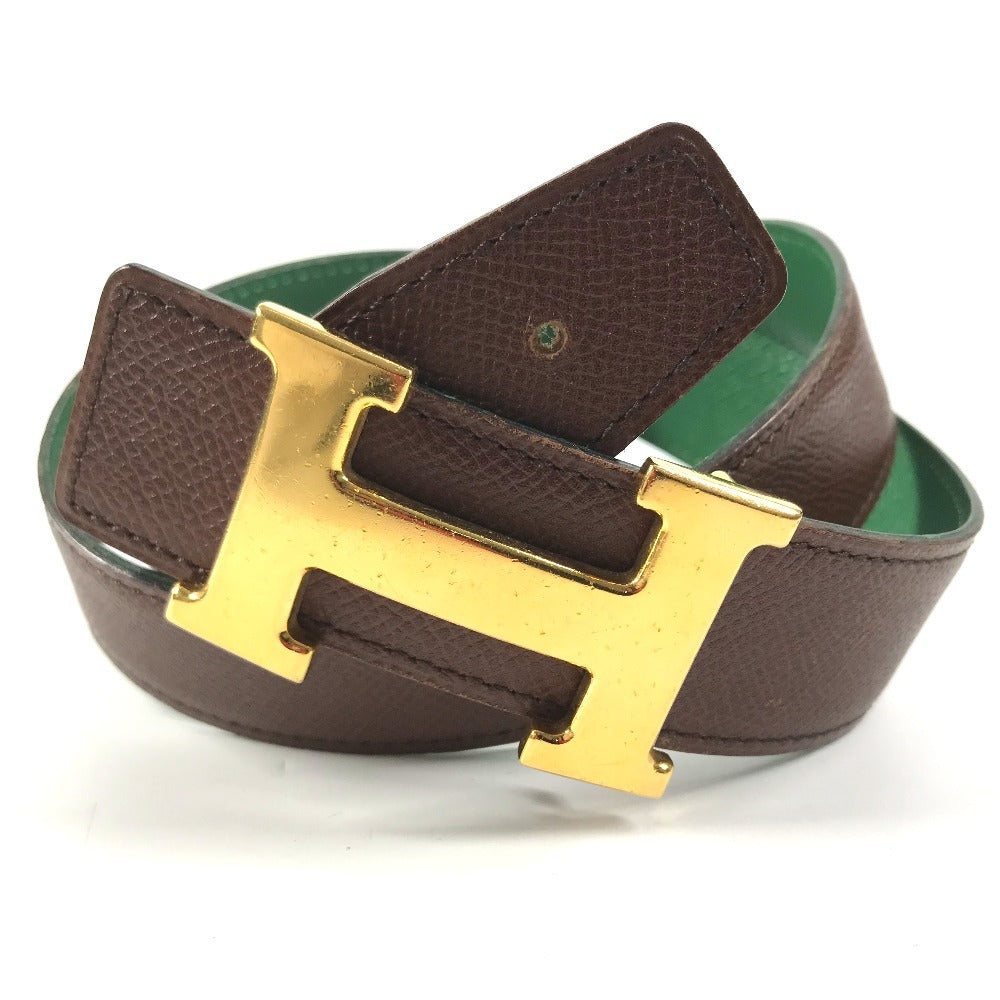 HERMES H belt Accessories, bottom belt buckles belt Leather Green/Red x GoldHardware Used