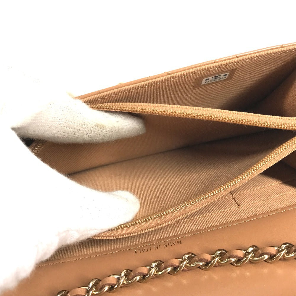 CHANEL AP4184 Chain wallet CC CC Mark Logo Matelasse Quilted Flap Bag, Shoulder Bag, 2-Way Bag, Crossbody Bag, Chain Hand Bag Lambskin Leather Light BrownBased/GoldHardware Used