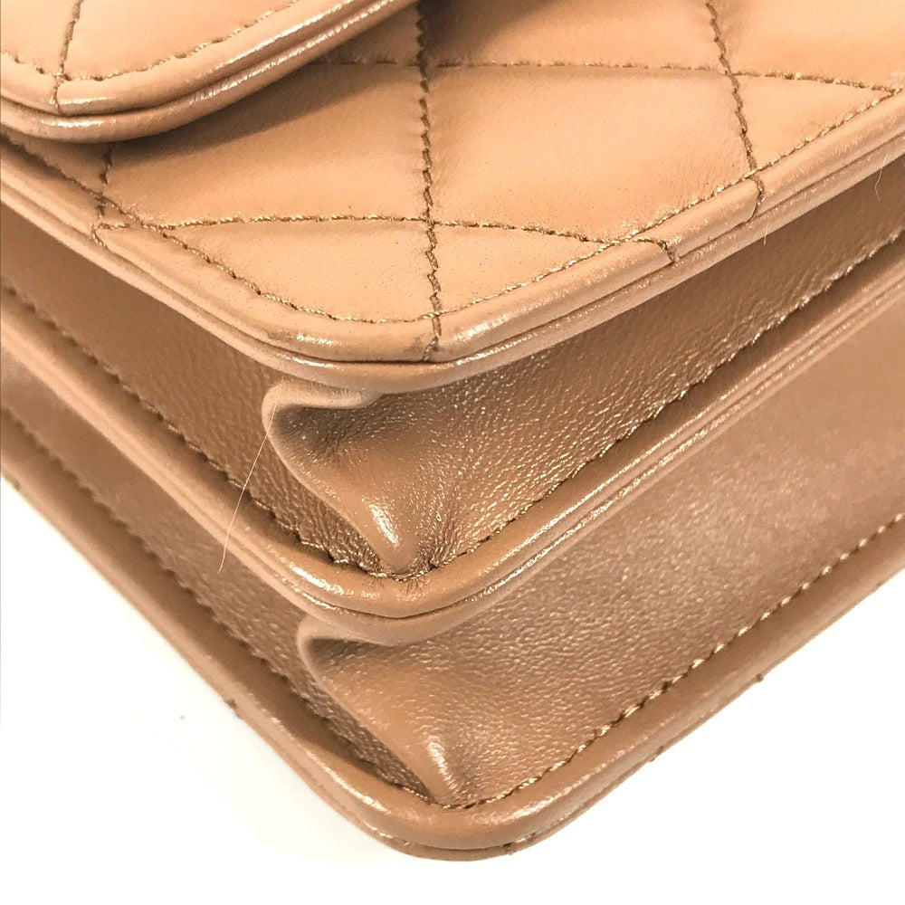 CHANEL AP4184 Chain wallet CC CC Mark Logo Matelasse Quilted Flap Bag, Shoulder Bag, 2-Way Bag, Crossbody Bag, Chain Hand Bag Lambskin Leather Light BrownBased/GoldHardware Used
