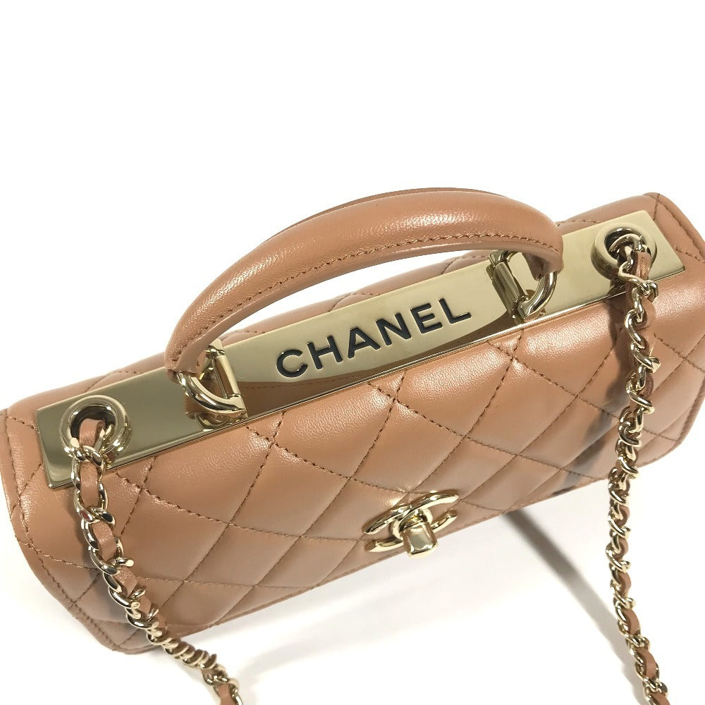 CHANEL AP4184 Chain wallet CC CC Mark Logo Matelasse Quilted Flap Bag, Shoulder Bag, 2-Way Bag, Crossbody Bag, Chain Hand Bag Lambskin Leather Light BrownBased/GoldHardware Used