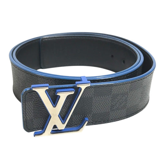 LOUIS VUITTON M9425S Damier Graphite Ceinture LV Initial Belt buckle for bottoms belt DamierGraphiteCanvas Black/blue Used