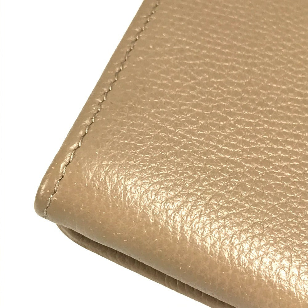 BVLGARI Logo clip Long Wallet Flap Long Wallet Leather Beige Used