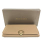 BVLGARI Logo clip Long Wallet Flap Long Wallet Leather Beige Used
