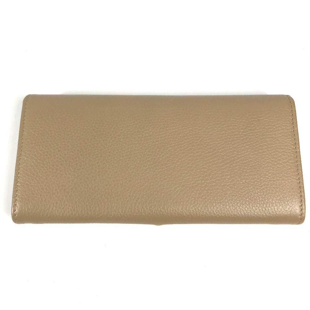 BVLGARI Logo clip Long Wallet Flap Long Wallet Leather Beige Used