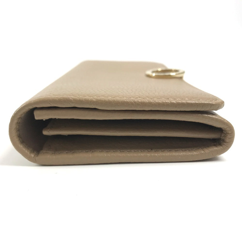 BVLGARI Logo clip Long Wallet Flap Long Wallet Leather Beige Used