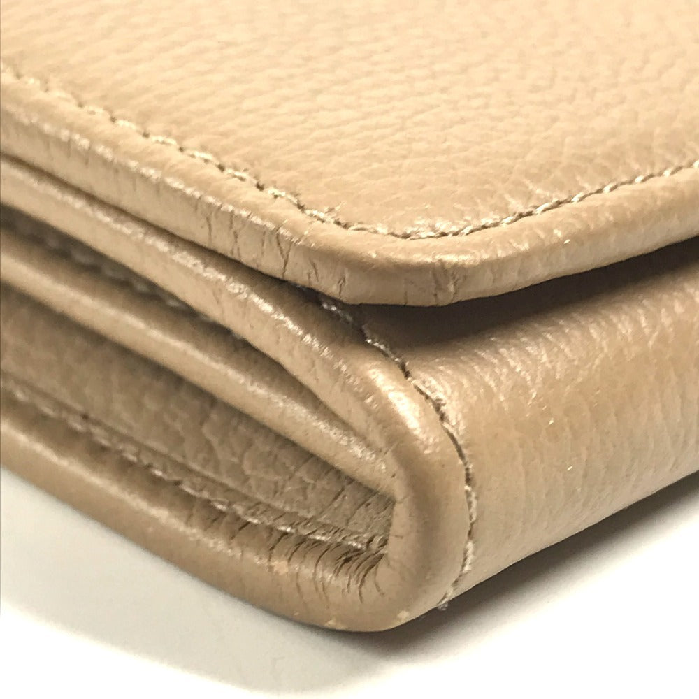 BVLGARI Logo clip Long Wallet Flap Long Wallet Leather Beige Used