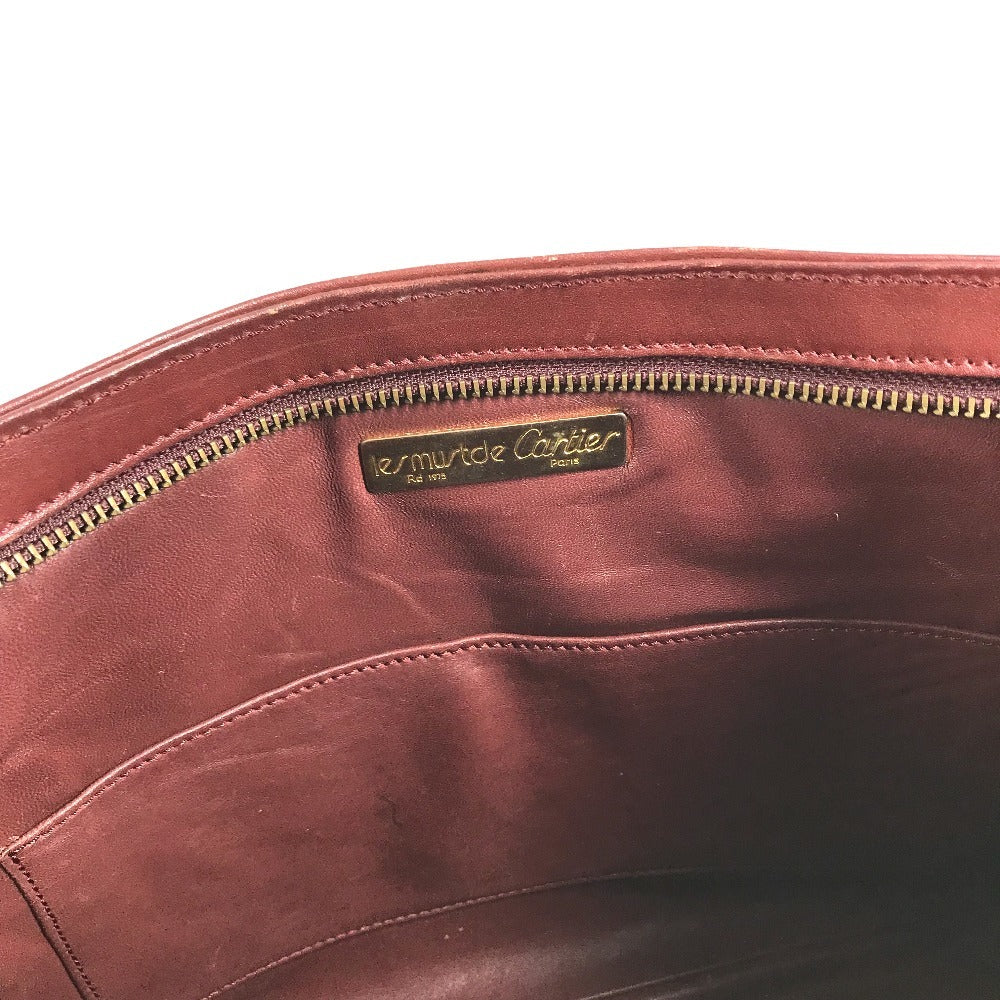 CARTIER vintage Must de Line logo Crossbody bag Shoulder Bag Leather wine-red Used
