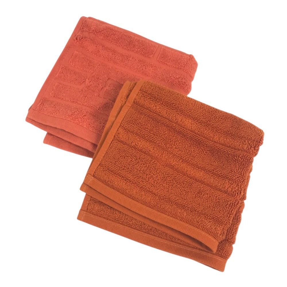 HERMES Labyrinth (2-piece set) Hand towel handkerchief towel cotton Orange Used