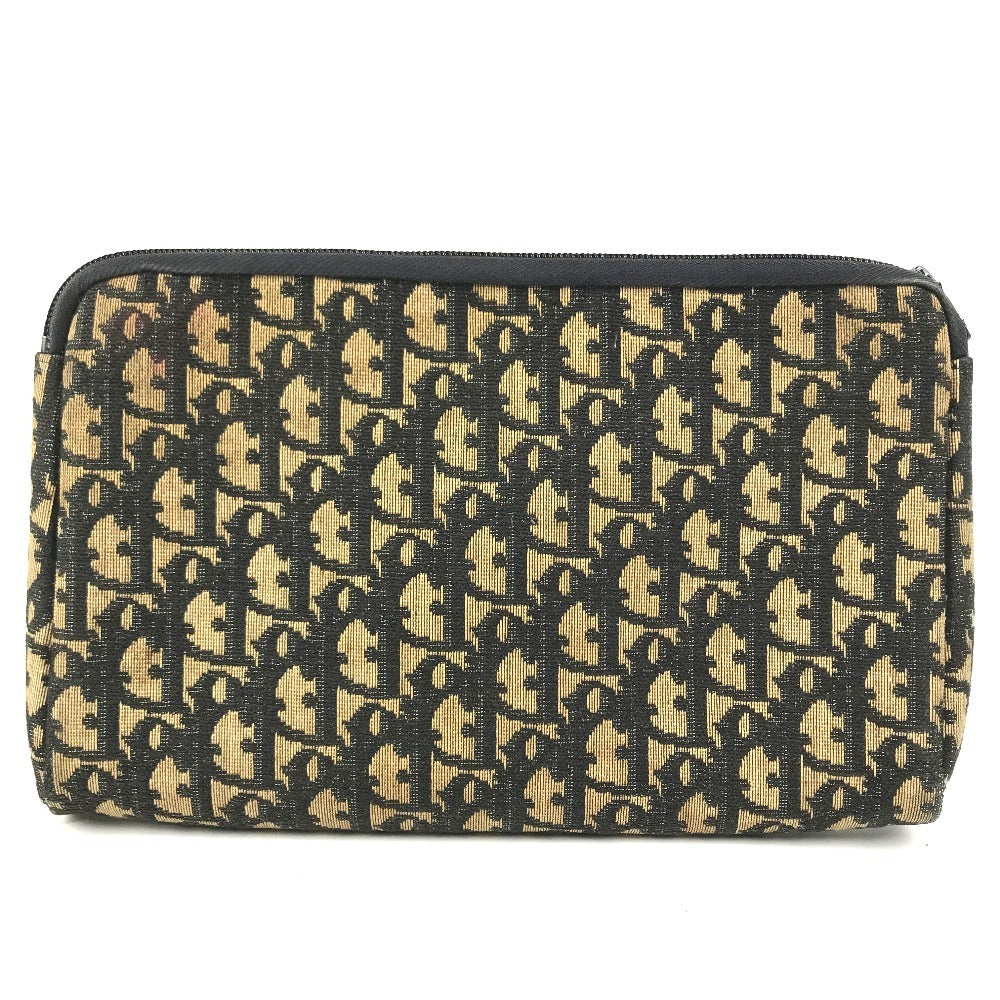 Dior vintage Trotter logo Bag Pouch Cluch Bag Clutch bag Leather/Canvas Navy Used