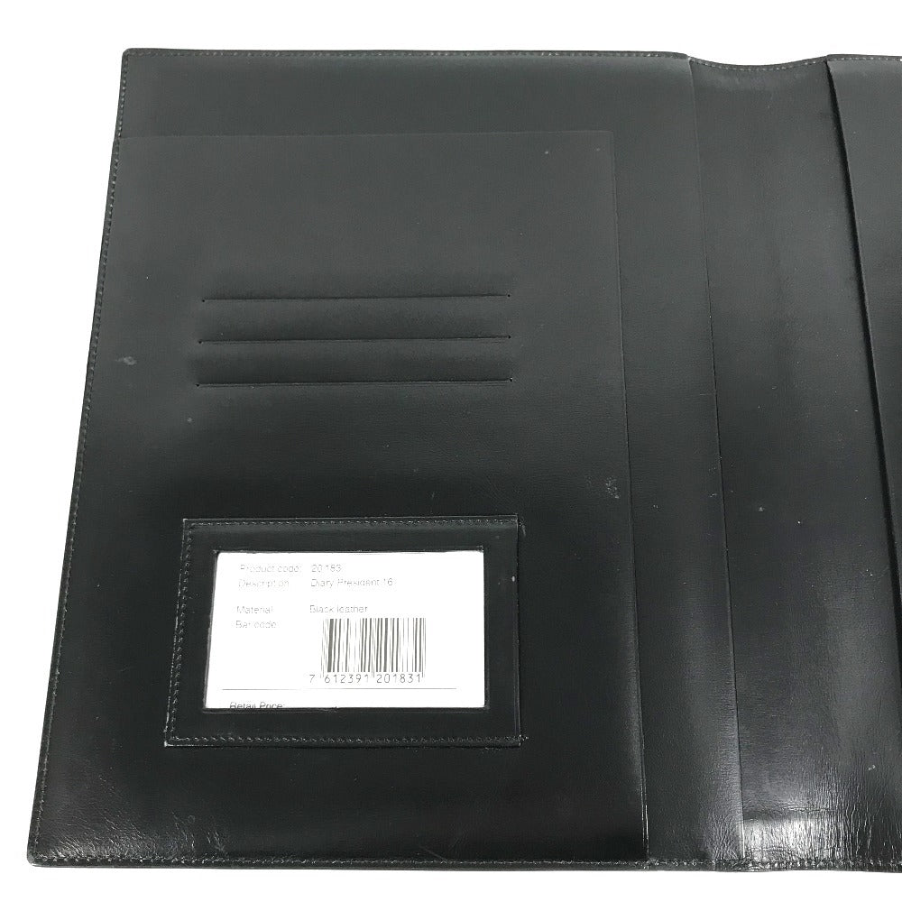 BVLGARI Logo Big Notebook Cover Bifold Stationery System Planner Note cover Leather Black Used