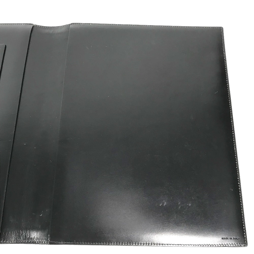 BVLGARI Logo Big Notebook Cover Bifold Stationery System Planner Note cover Leather Black Used