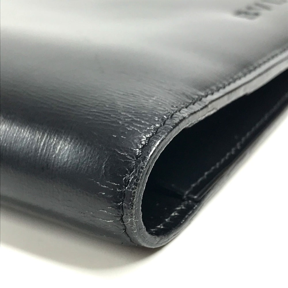 BVLGARI Logo Big Notebook Cover Bifold Stationery System Planner Note cover Leather Black Used