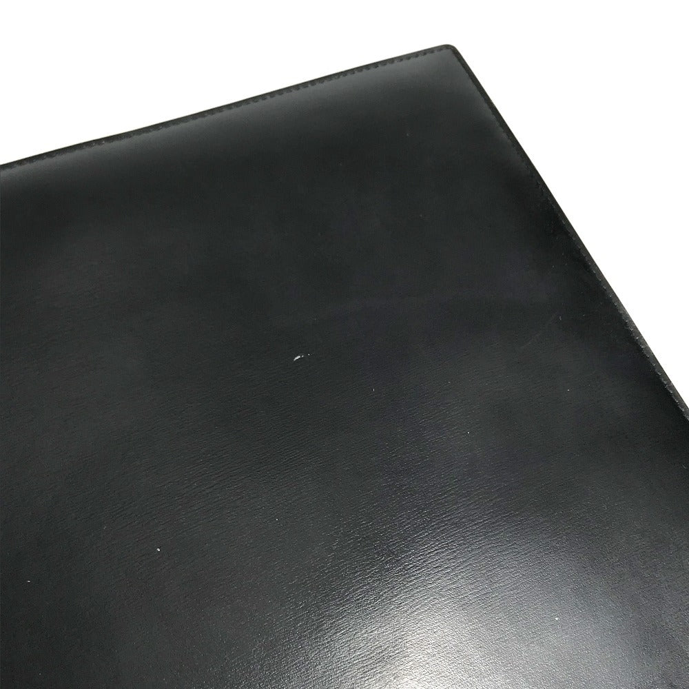BVLGARI Logo Big Notebook Cover Bifold Stationery System Planner Note cover Leather Black Used