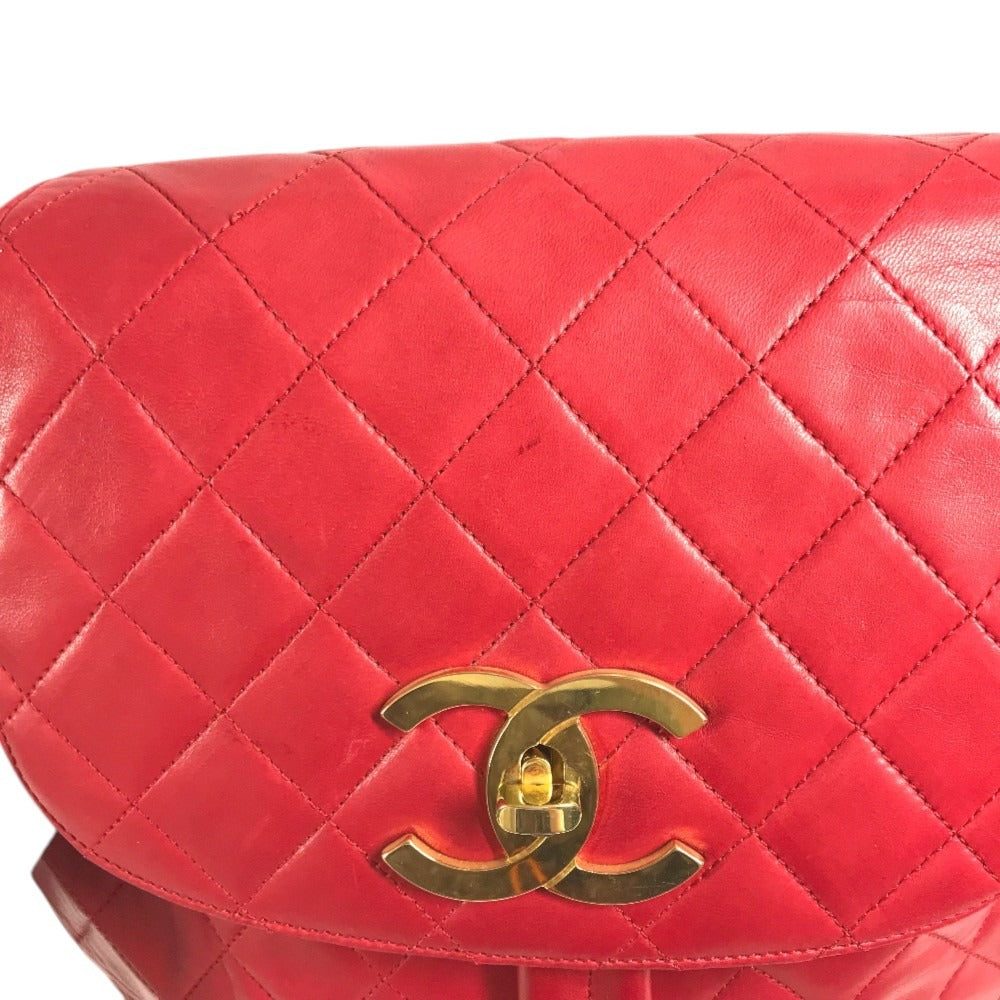 CHANEL 411924 Vintage Turnlock Hardware CC CC Mark Logo Matelasse Quilted Backpack Bag Chain Backpack GG Supreme Canvas Red/Gold Used