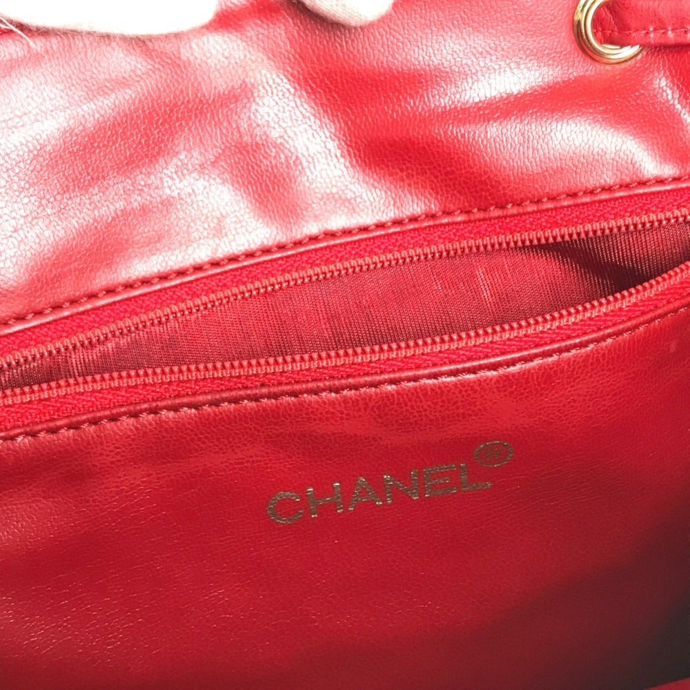CHANEL 411924 Vintage Turnlock Hardware CC CC Mark Logo Matelasse Quilted Backpack Bag Chain Backpack GG Supreme Canvas Red/Gold Used