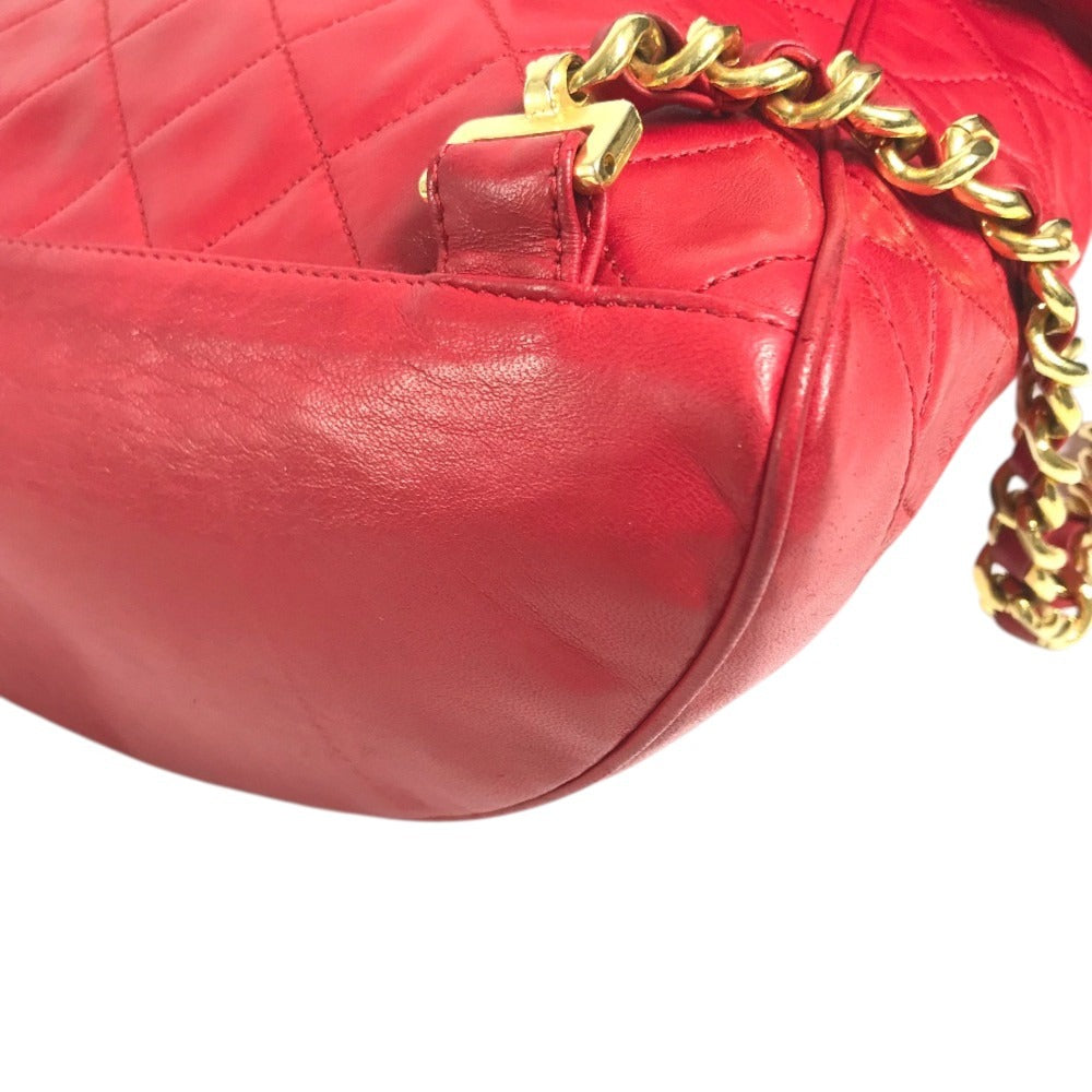 CHANEL 411924 Vintage Turnlock Hardware CC CC Mark Logo Matelasse Quilted Backpack Bag Chain Backpack GG Supreme Canvas Red/Gold Used