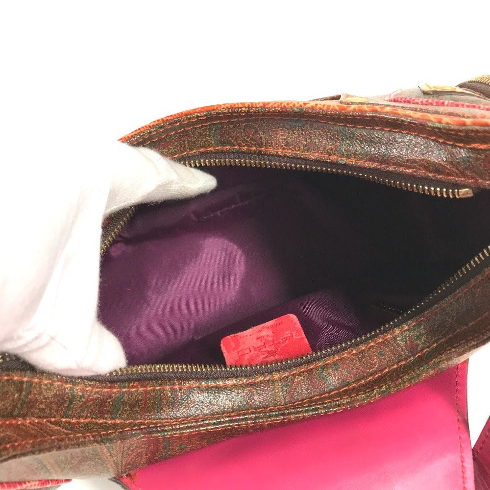 ETRO vintage Paisley pattern logo Shoulder Bag Leather Brown/Multicolore Used
